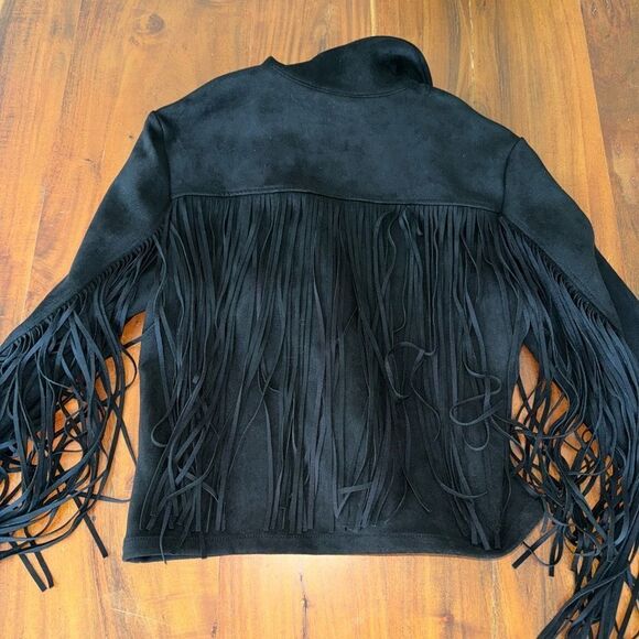 SHEIN Zip Up Fringe Trim Jacket sz 2 XS - Picture 14 of 15